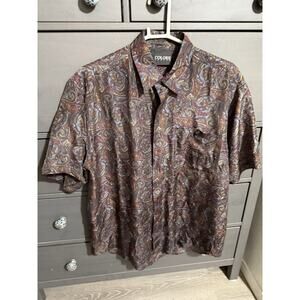 Colore Italia Retro 100% Silk Shirt Paisley Short Sleeve Men’s Sz L